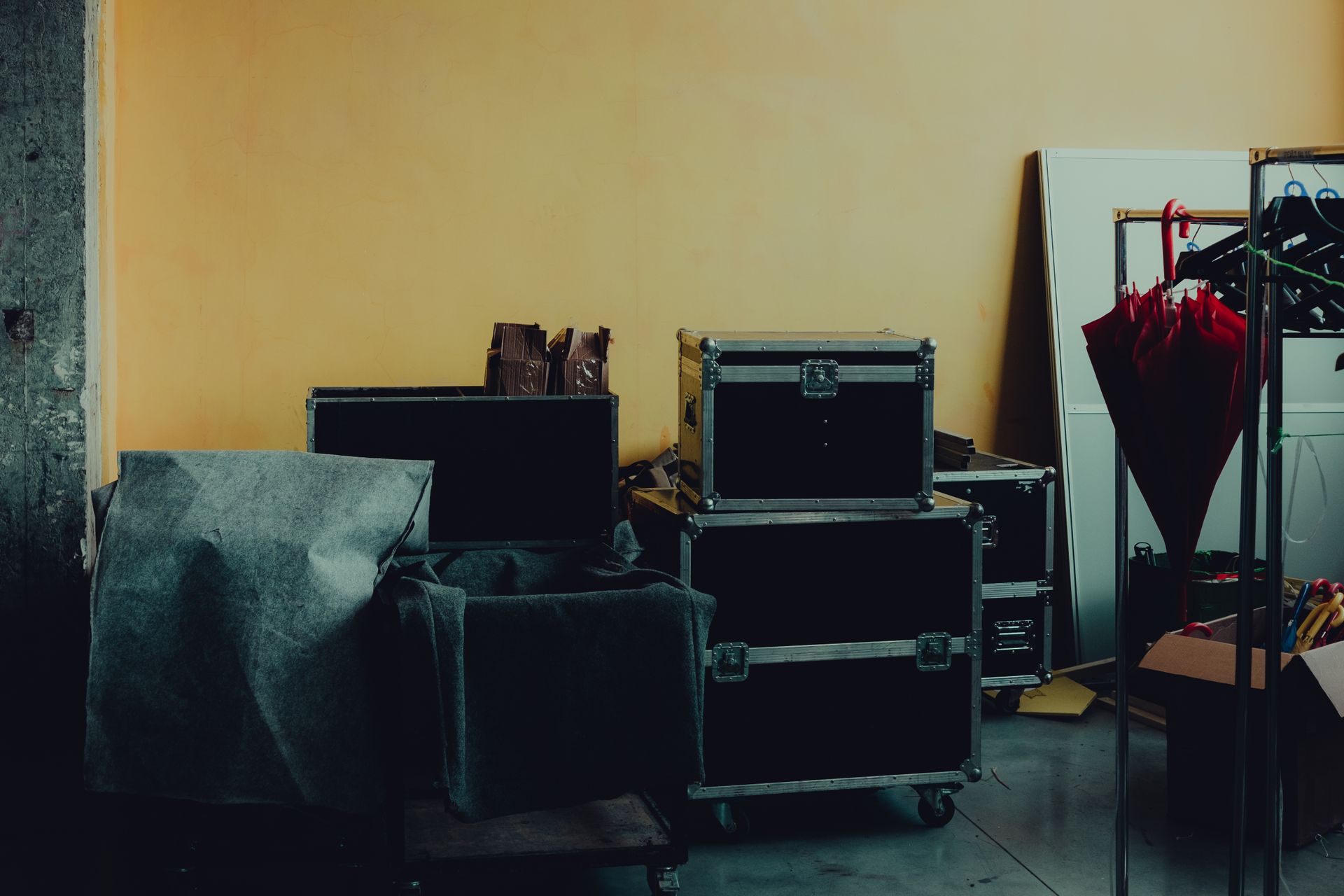 Stacked professional flight cases