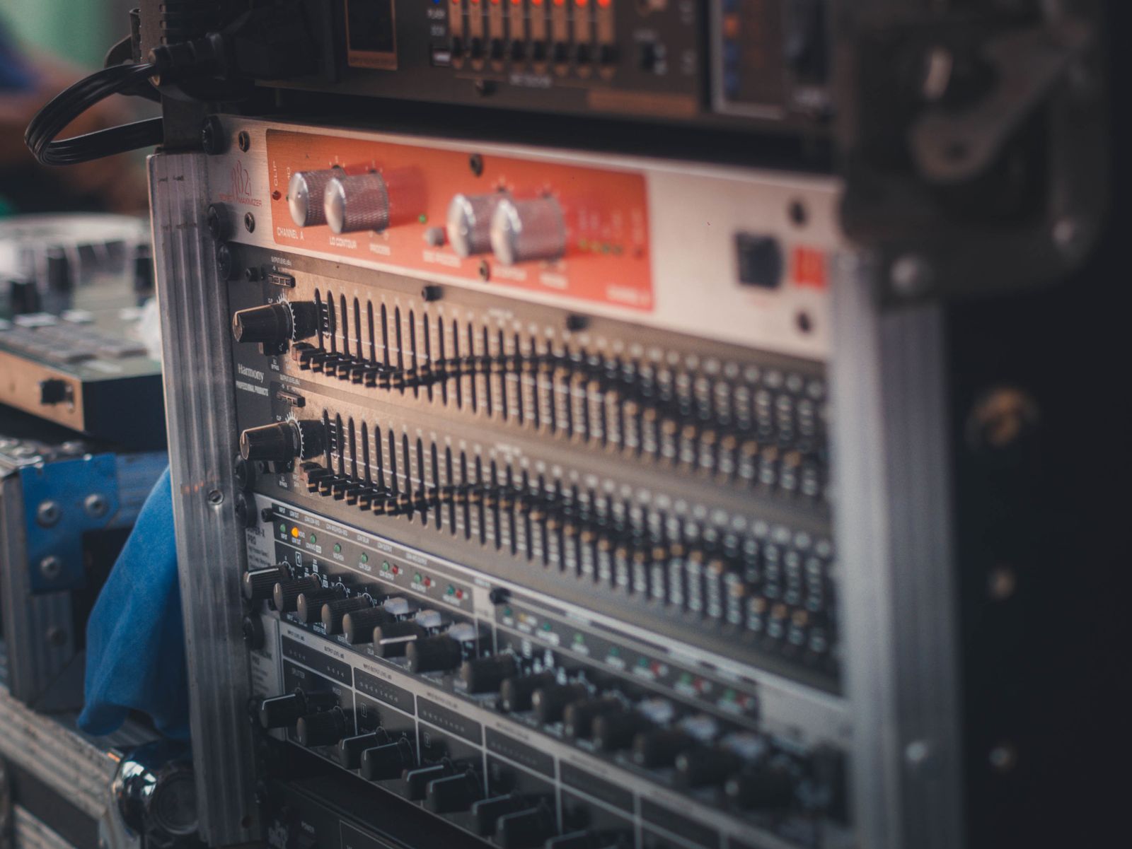 Standard rack flight case with audio equipment