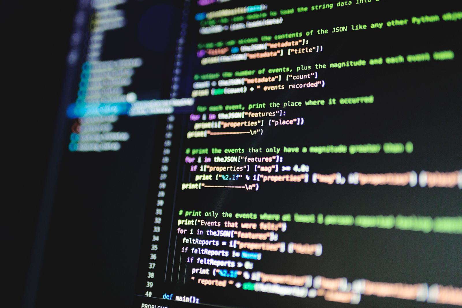 Software code displayed on a monitor